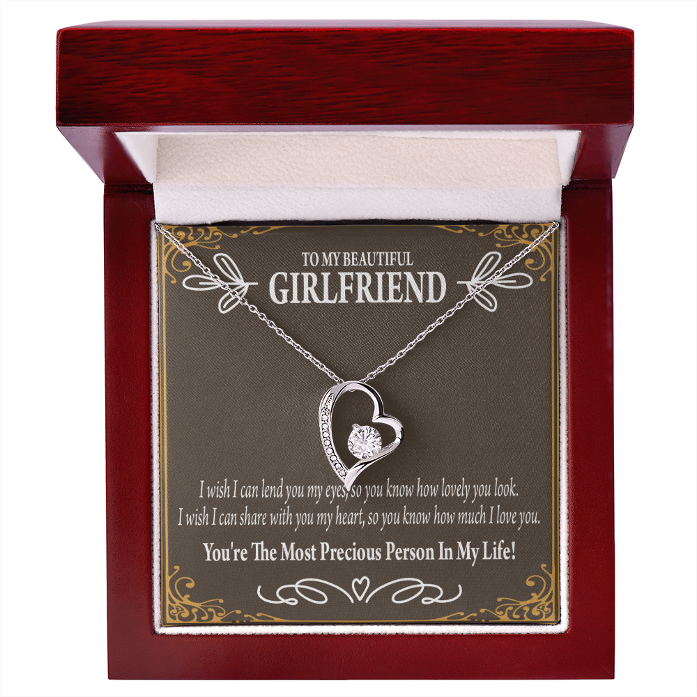 To My Girlfriend Precious Love Forever Necklace w Message Card-Express Your Love Gifts