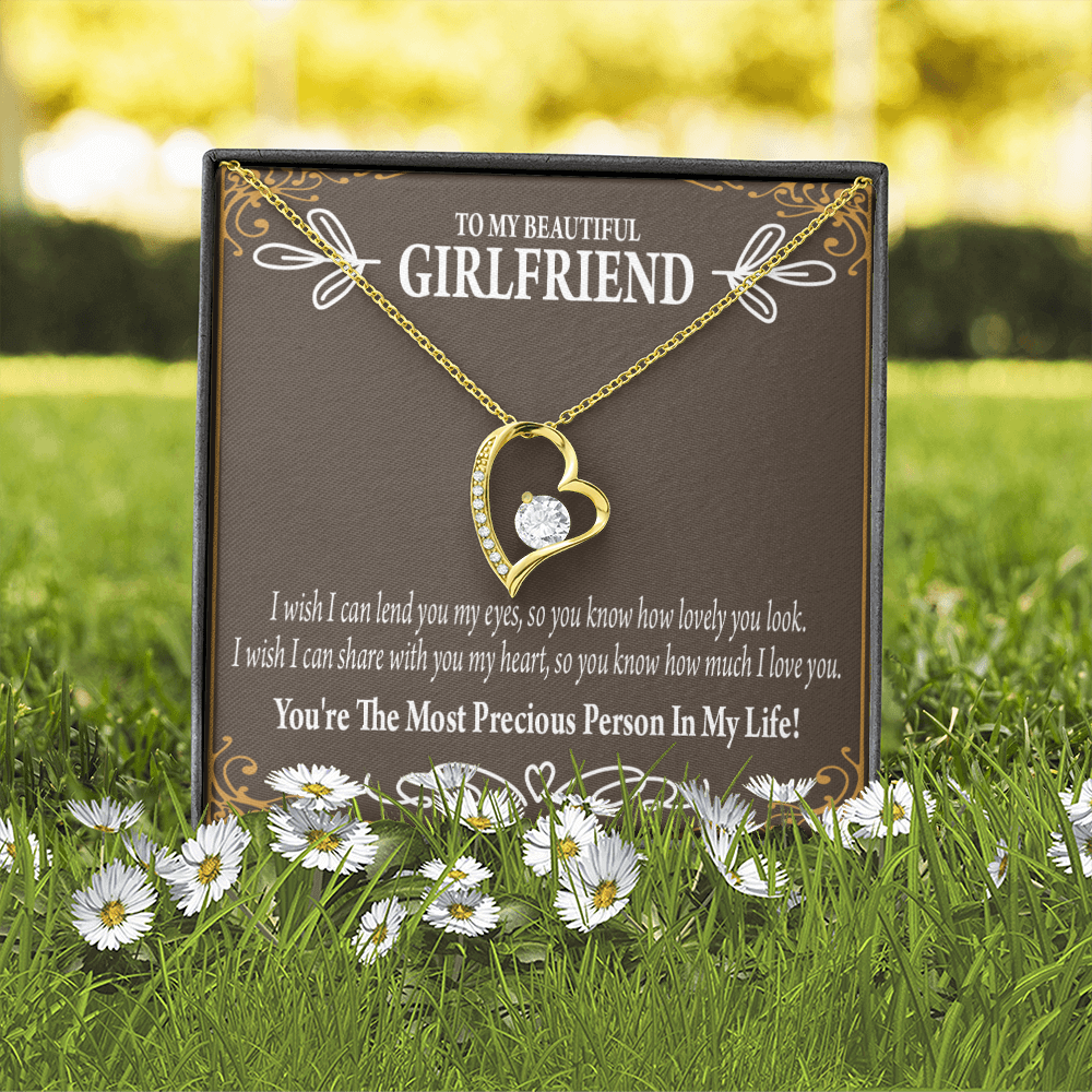 To My Girlfriend Precious Love Forever Necklace w Message Card-Express Your Love Gifts