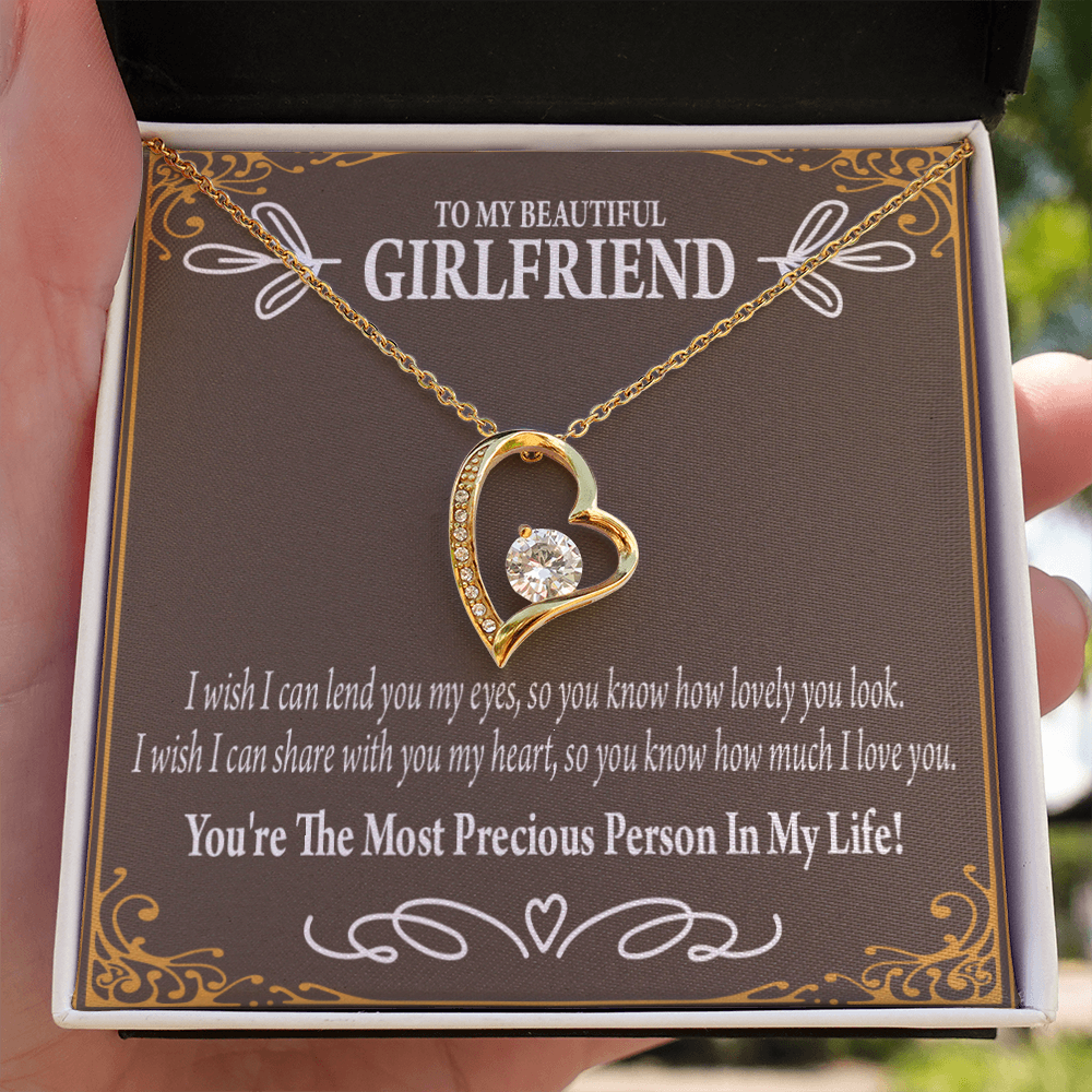 To My Girlfriend Precious Love Forever Necklace w Message Card-Express Your Love Gifts