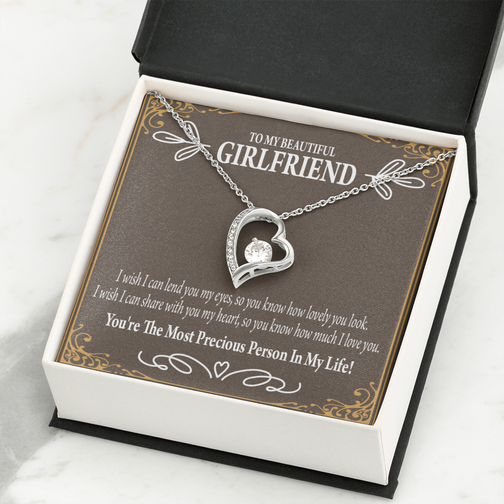 To My Girlfriend Precious Love Forever Necklace w Message Card-Express Your Love Gifts