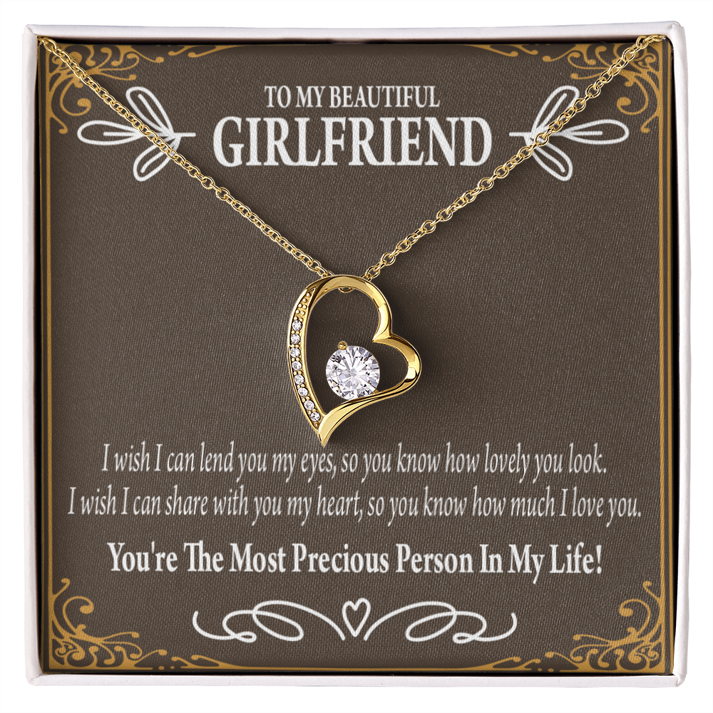 To My Girlfriend Precious Love Forever Necklace w Message Card-Express Your Love Gifts