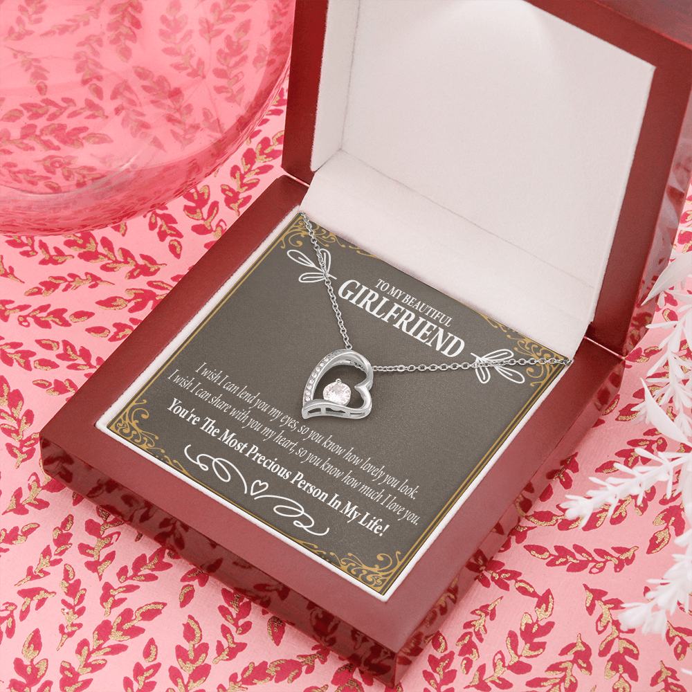 To My Girlfriend Precious Love Forever Necklace w Message Card-Express Your Love Gifts