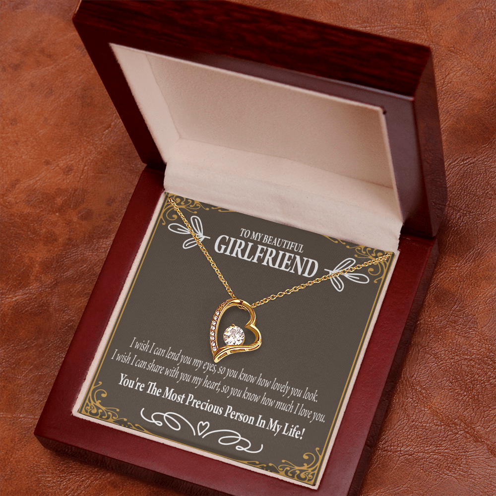 To My Girlfriend Precious Love Forever Necklace w Message Card-Express Your Love Gifts