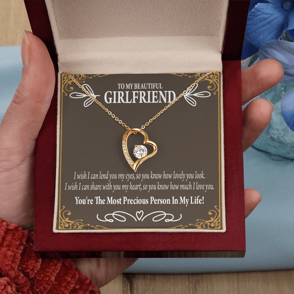 To My Girlfriend Precious Love Forever Necklace w Message Card-Express Your Love Gifts