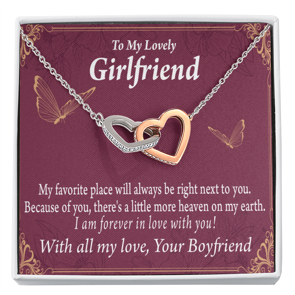 To My Girlfriend Right Next To You Is My Favorite Place Inseparable Necklace-Express Your Love Gifts