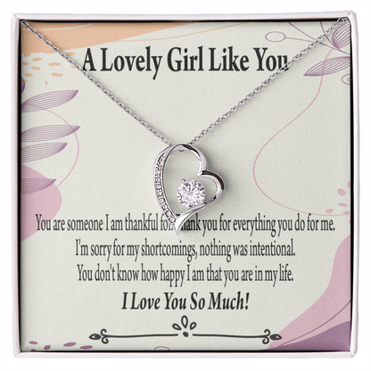 To My Girlfriend So Happy Forever Necklace w Message Card-Express Your Love Gifts