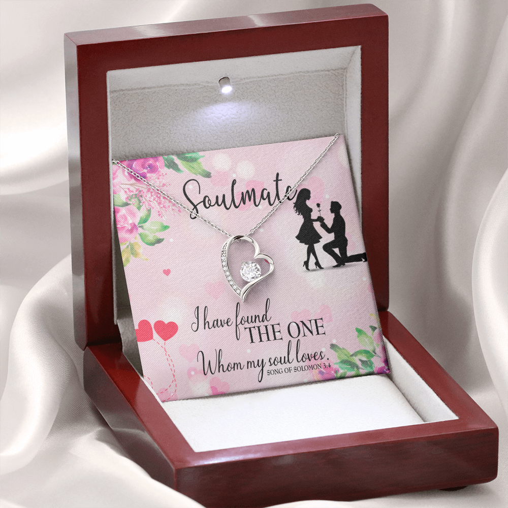 To My Girlfriend SoulMate Forever Necklace w Message Card-Express Your Love Gifts