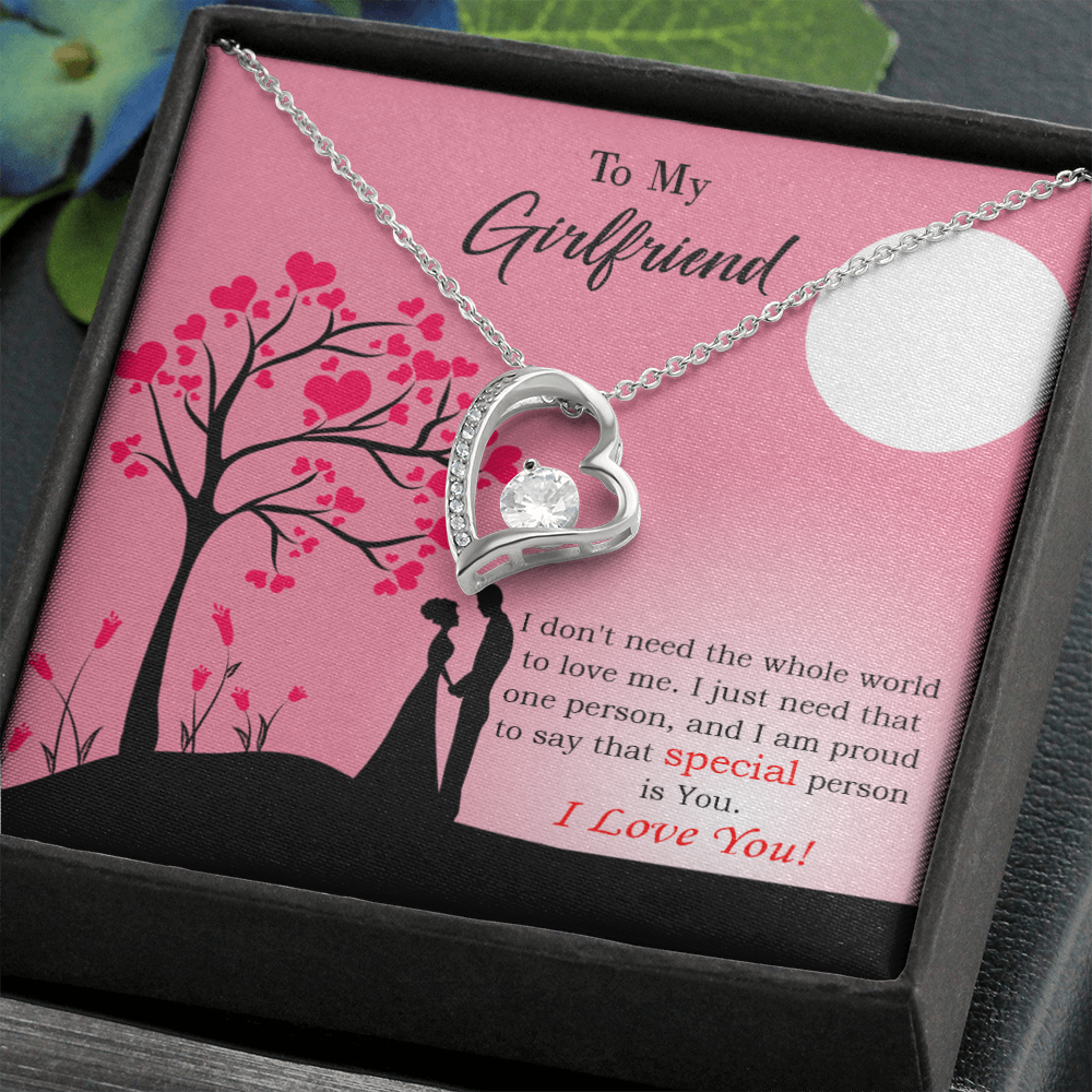 To My Girlfriend Special Person is You Forever Necklace w Message Card-Express Your Love Gifts