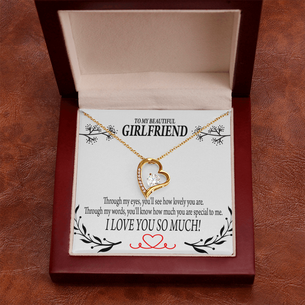 To My Girlfriend Special to Me Forever Necklace w Message Card-Express Your Love Gifts