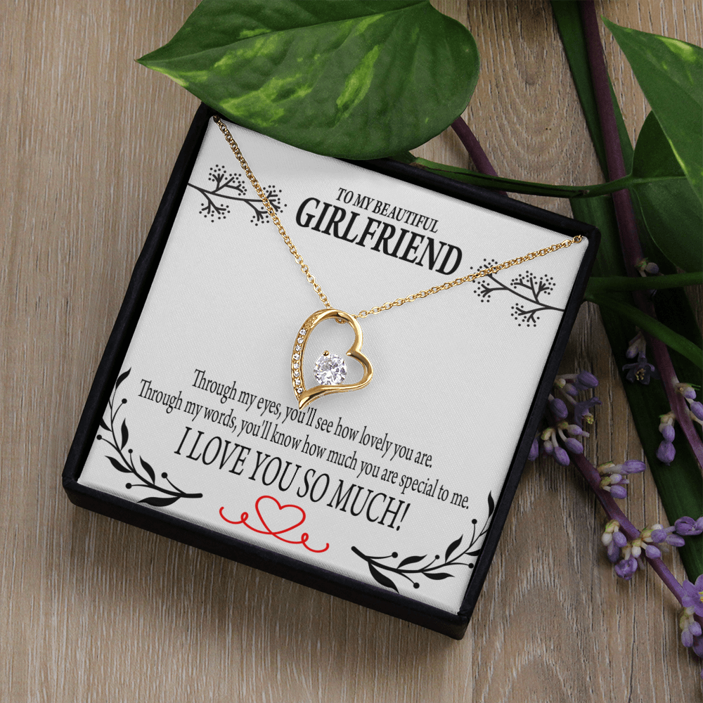 To My Girlfriend Special to Me Forever Necklace w Message Card-Express Your Love Gifts