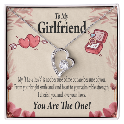 To My Girlfriend The One Forever Necklace w Message Card-Express Your Love Gifts