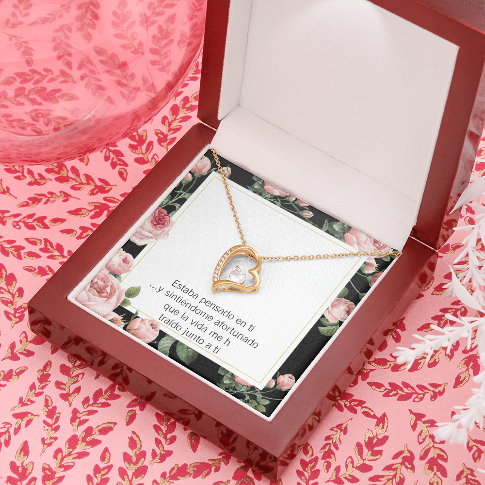 To My Girlfriend Thinking of You Spanish Forever Necklace w Message Card-Express Your Love Gifts