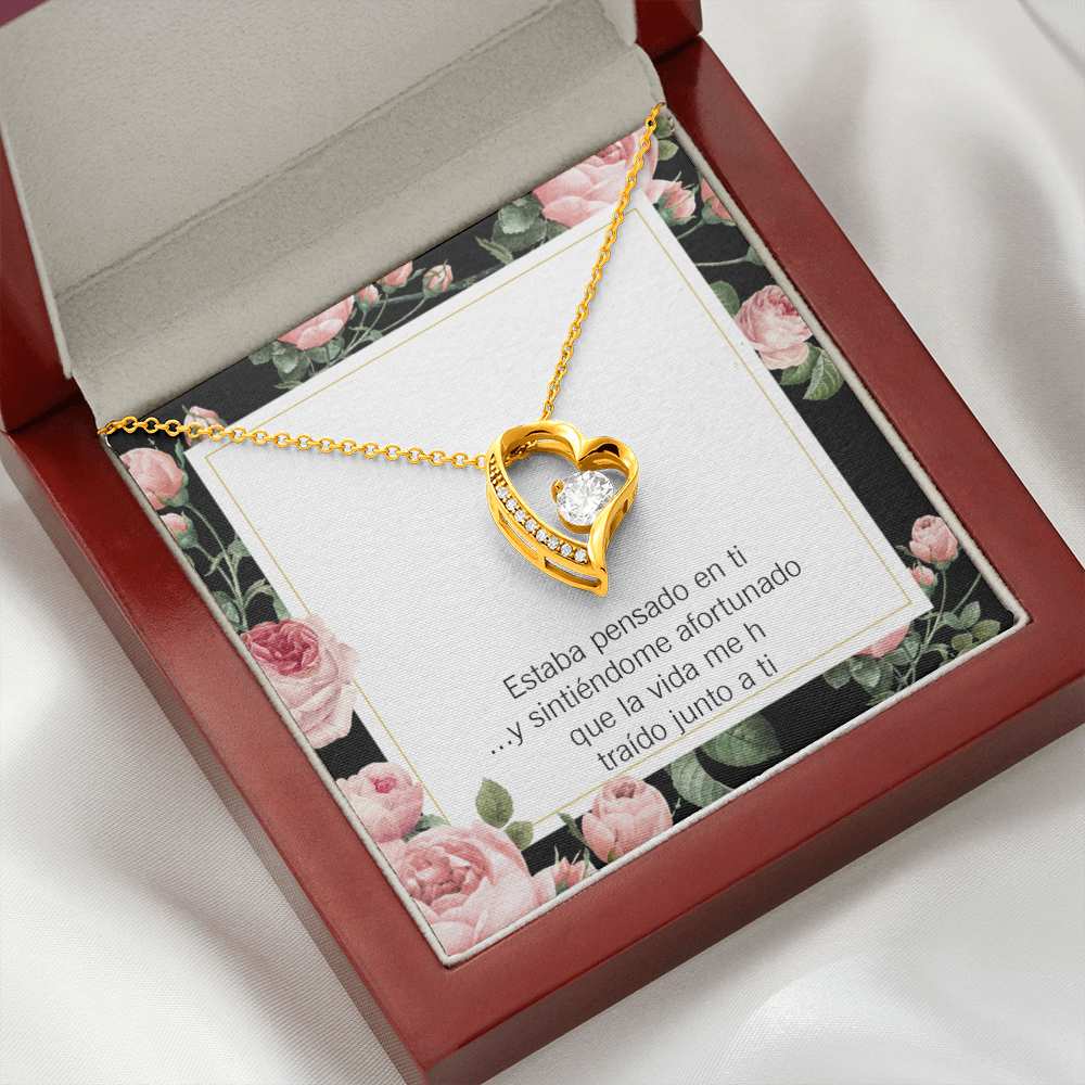 To My Girlfriend Thinking of You Spanish Forever Necklace w Message Card-Express Your Love Gifts