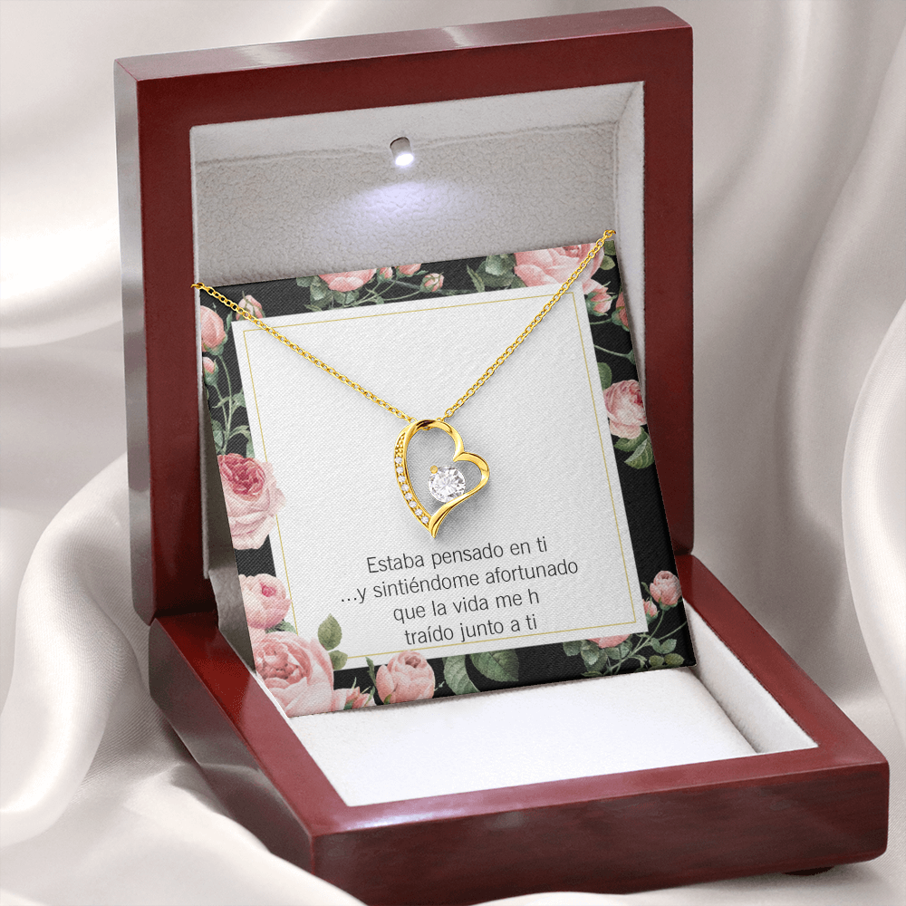 To My Girlfriend Thinking of You Spanish Forever Necklace w Message Card-Express Your Love Gifts