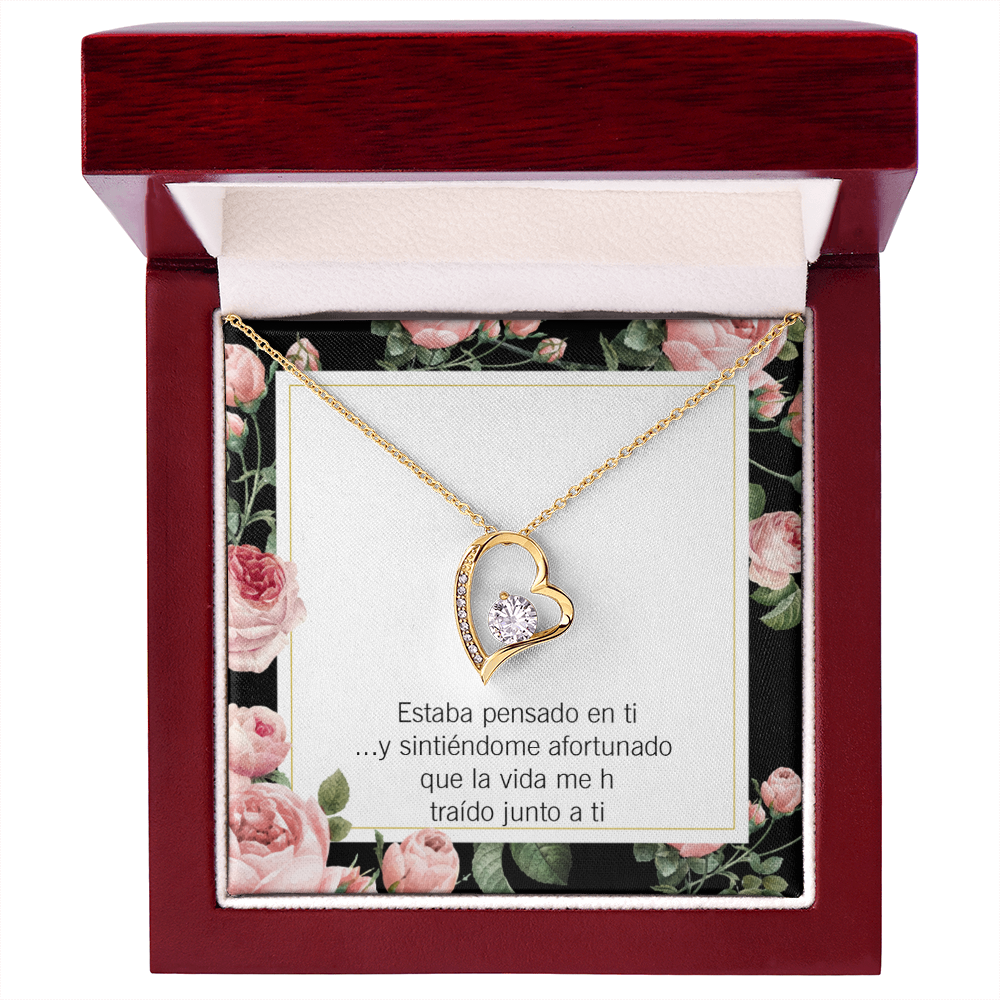 To My Girlfriend Thinking of You Spanish Forever Necklace w Message Card-Express Your Love Gifts