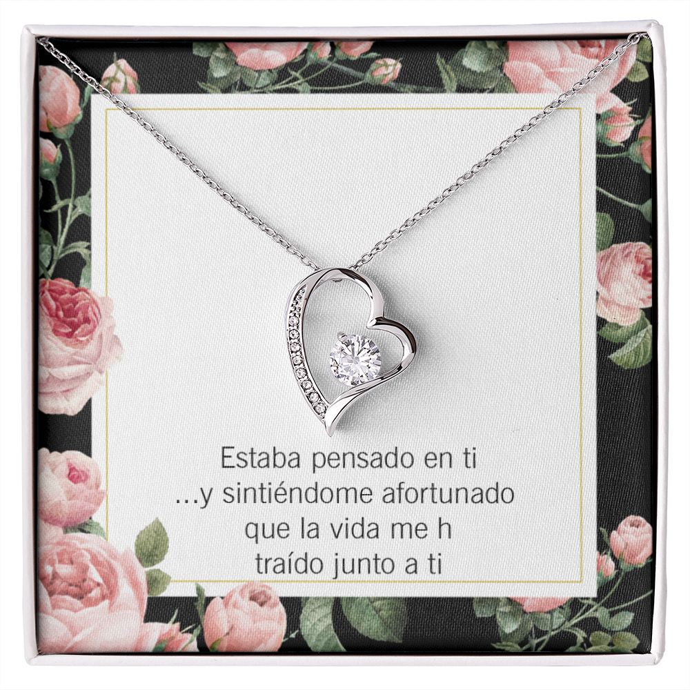 To My Girlfriend Thinking of You Spanish Forever Necklace w Message Card-Express Your Love Gifts