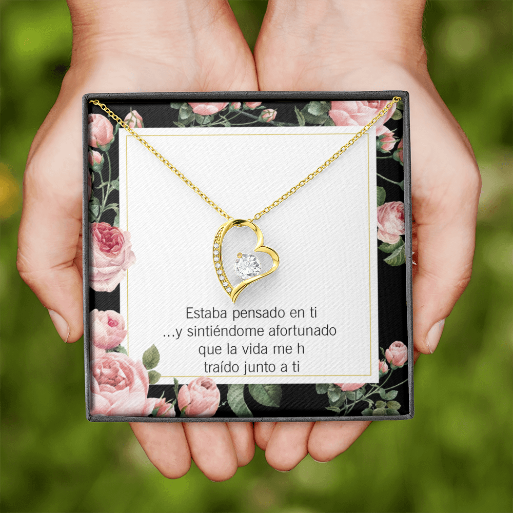 To My Girlfriend Thinking of You Spanish Forever Necklace w Message Card-Express Your Love Gifts