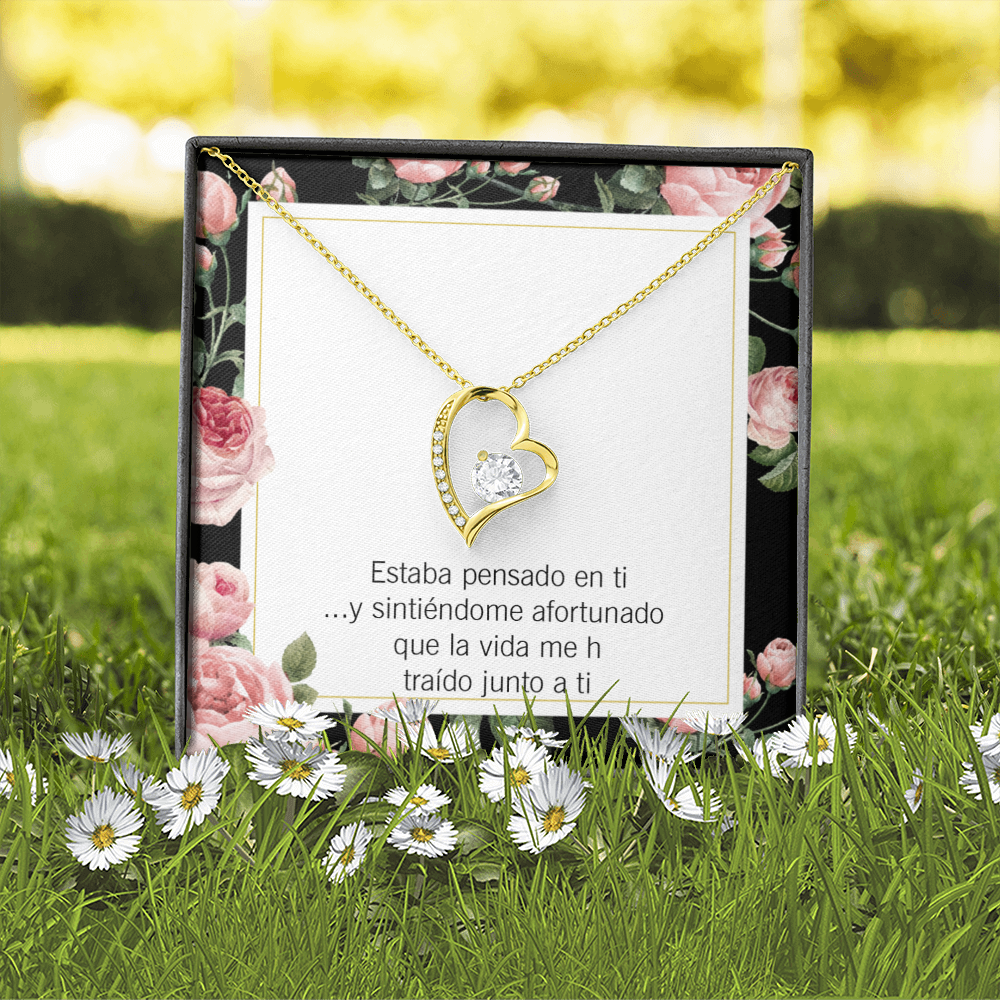 To My Girlfriend Thinking of You Spanish Forever Necklace w Message Card-Express Your Love Gifts