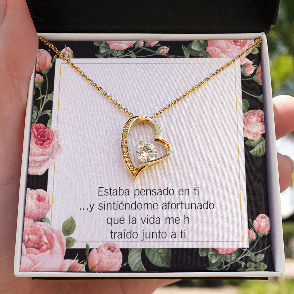 To My Girlfriend Thinking of You Spanish Forever Necklace w Message Card-Express Your Love Gifts