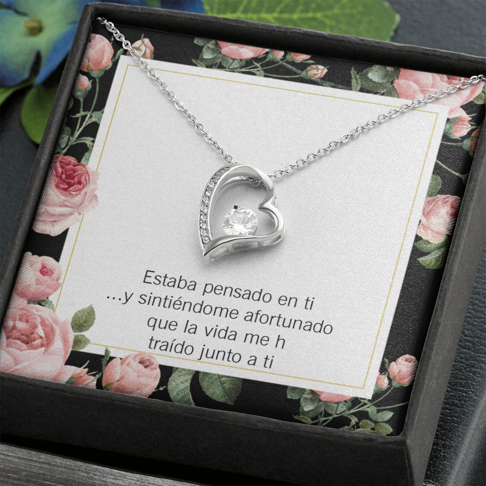 To My Girlfriend Thinking of You Spanish Forever Necklace w Message Card-Express Your Love Gifts