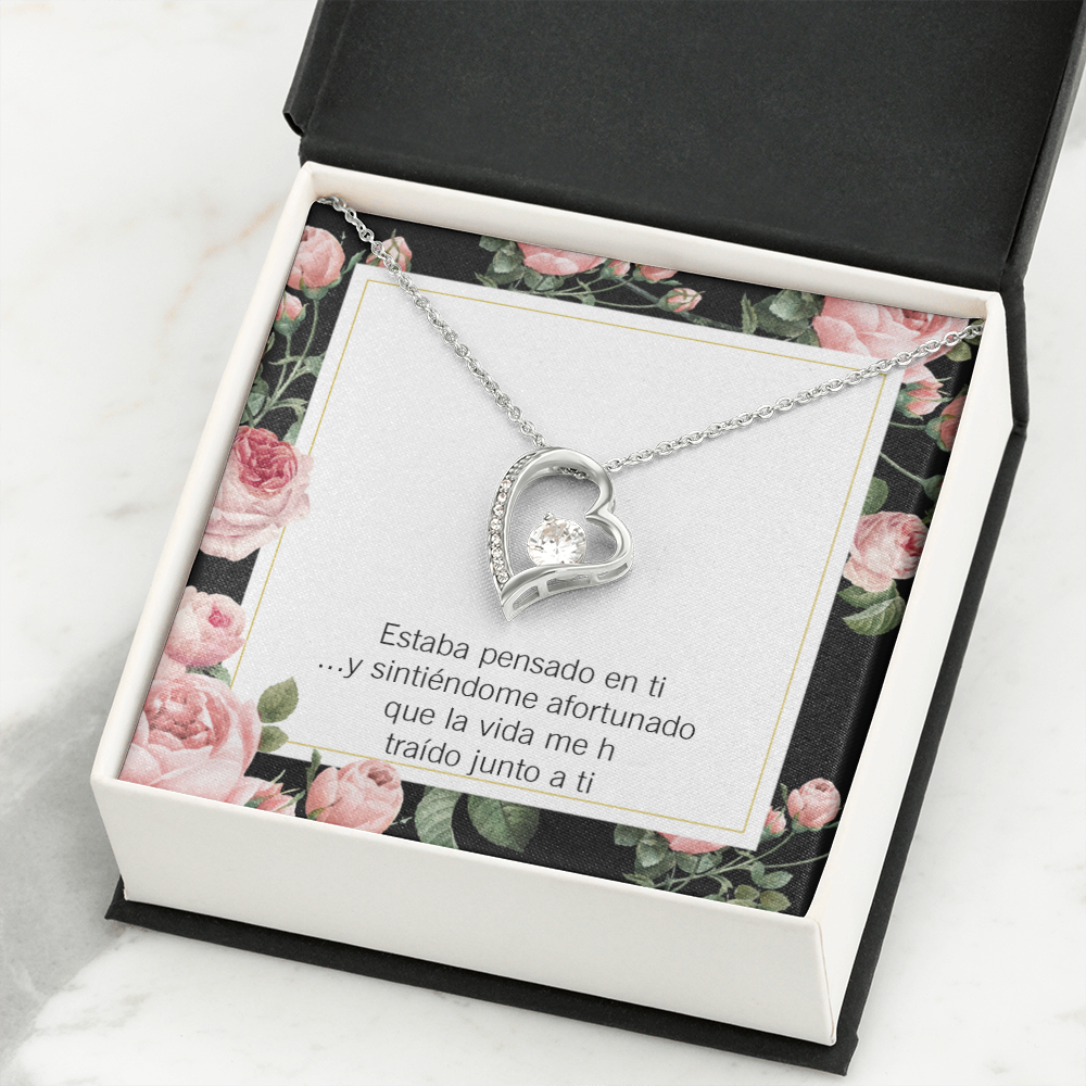 To My Girlfriend Thinking of You Spanish Forever Necklace w Message Card-Express Your Love Gifts