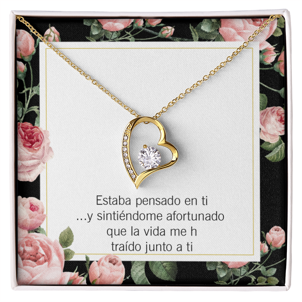 To My Girlfriend Thinking of You Spanish Forever Necklace w Message Card-Express Your Love Gifts