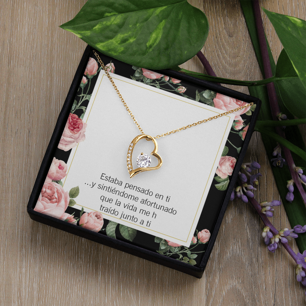 To My Girlfriend Thinking of You Spanish Forever Necklace w Message Card-Express Your Love Gifts