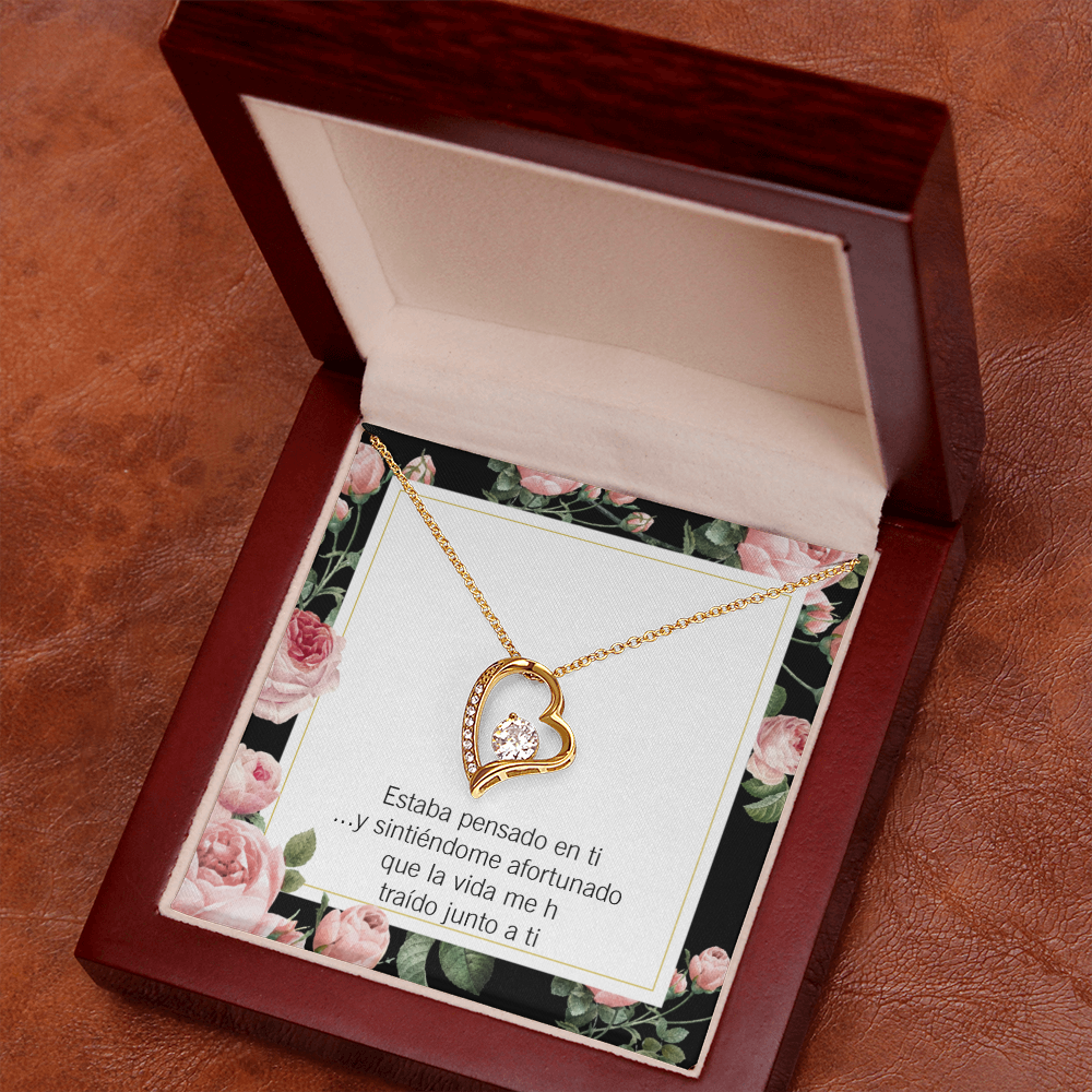 To My Girlfriend Thinking of You Spanish Forever Necklace w Message Card-Express Your Love Gifts