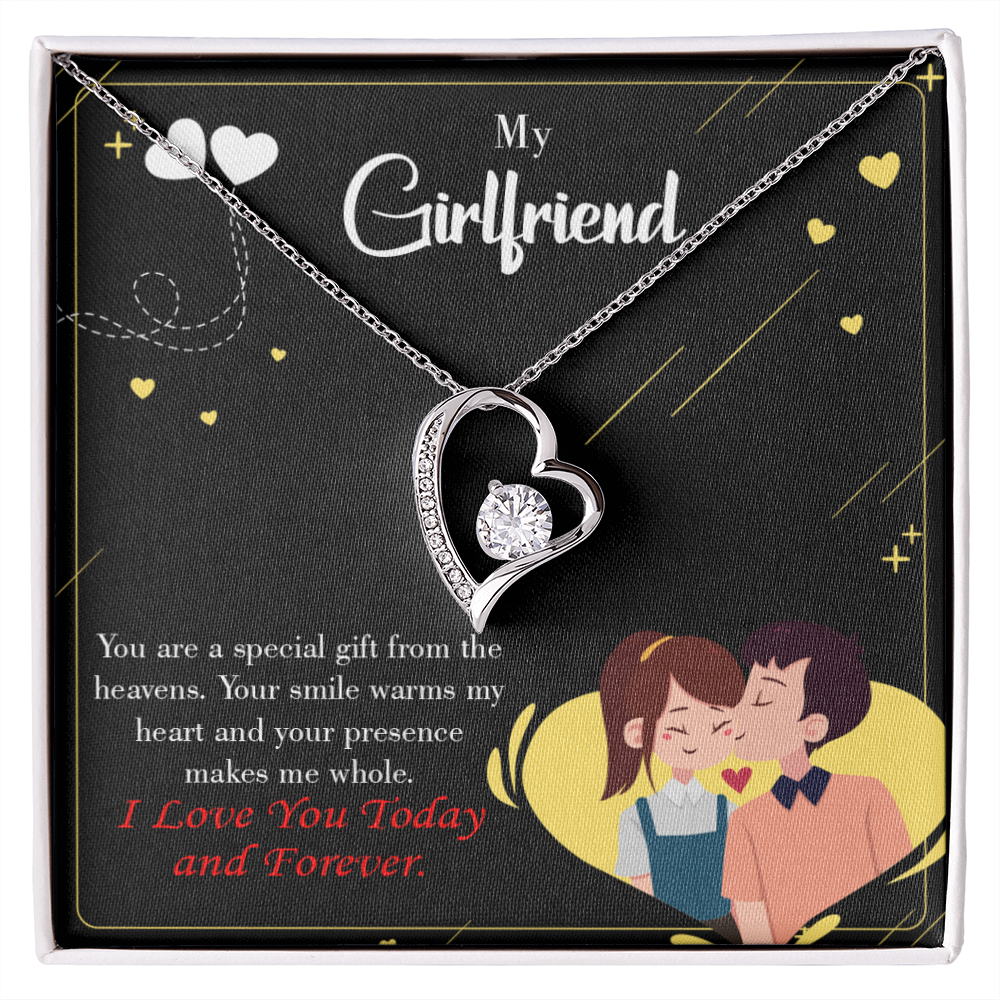 To My Girlfriend Today & Forever Forever Necklace w Message Card-Express Your Love Gifts