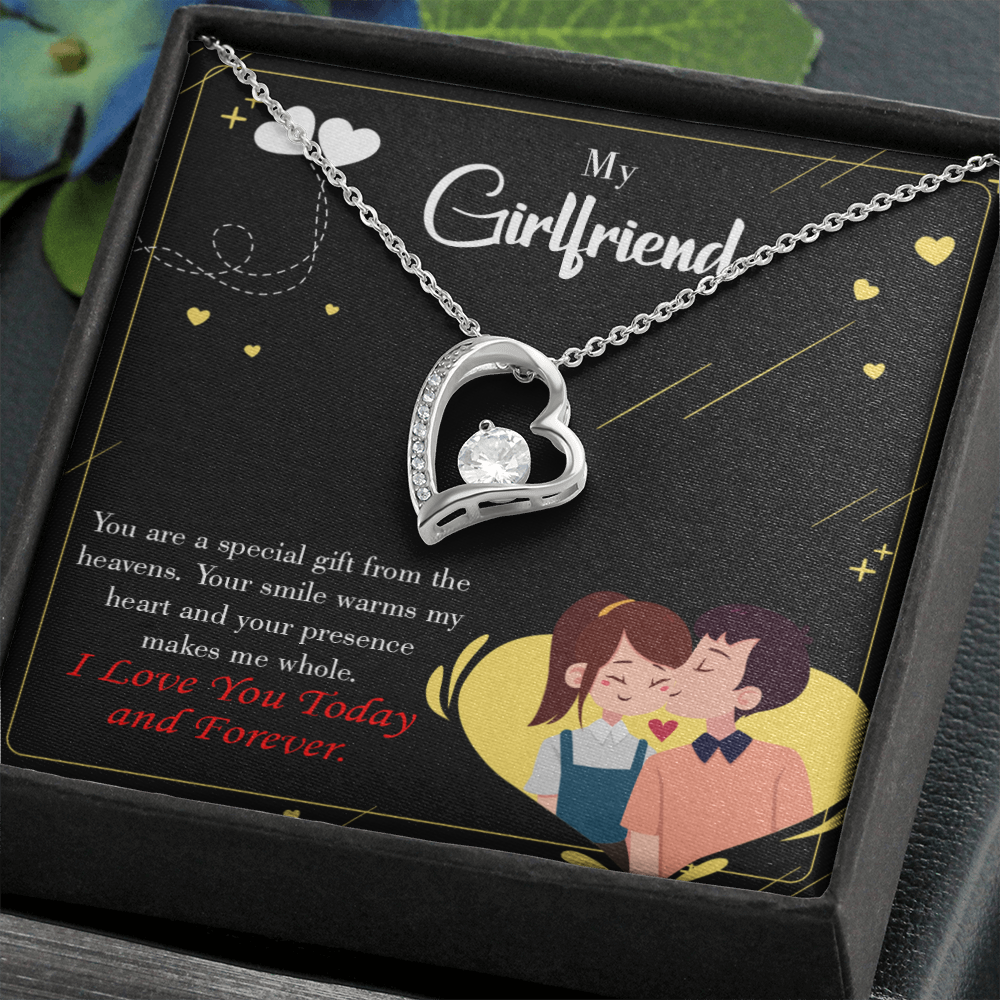 To My Girlfriend Today & Forever Forever Necklace w Message Card-Express Your Love Gifts