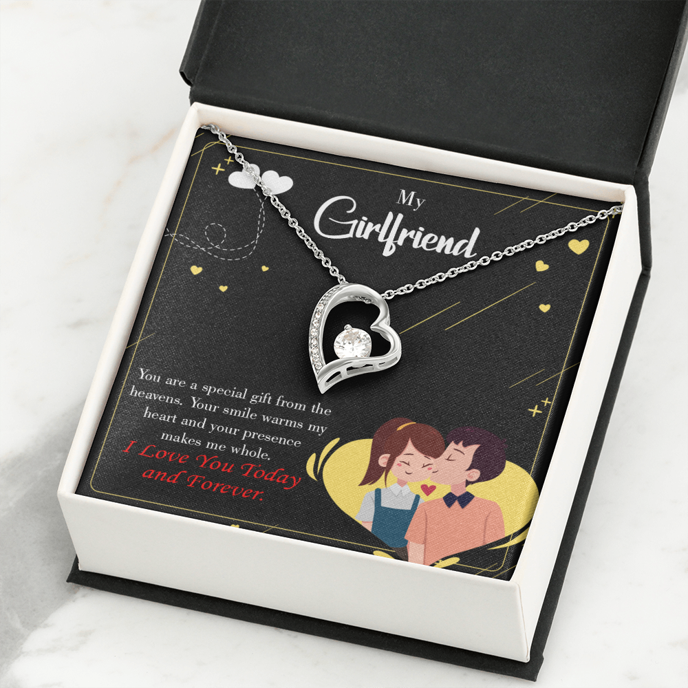 To My Girlfriend Today & Forever Forever Necklace w Message Card-Express Your Love Gifts