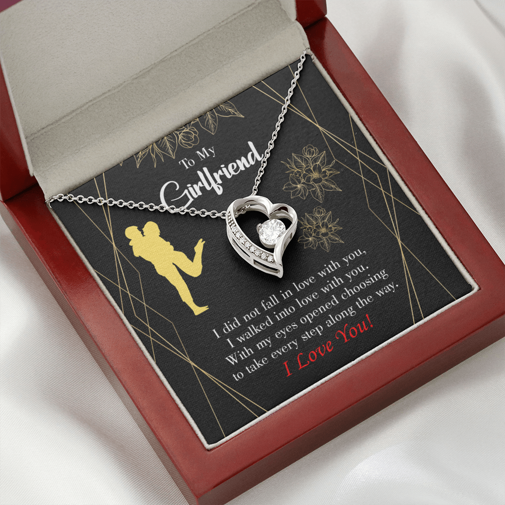 To My Girlfriend Walked Into Love Forever Necklace w Message Card-Express Your Love Gifts