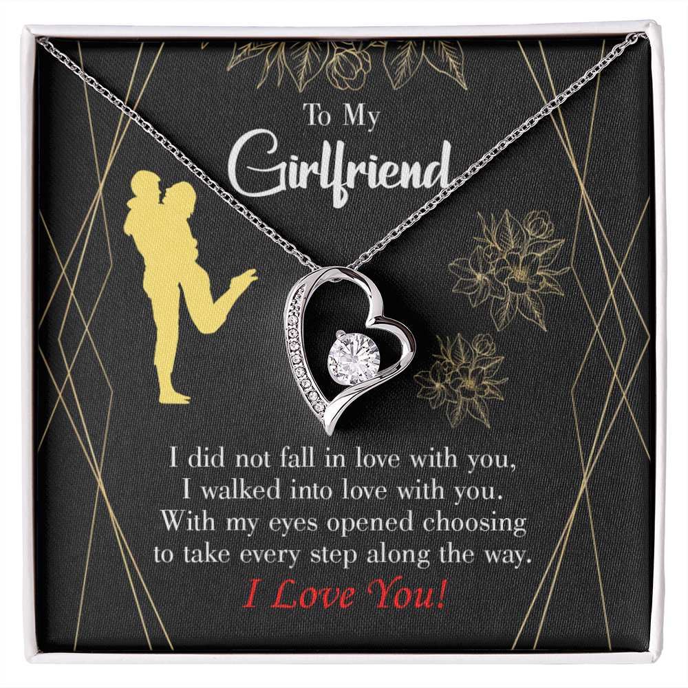 To My Girlfriend Walked Into Love Forever Necklace w Message Card-Express Your Love Gifts