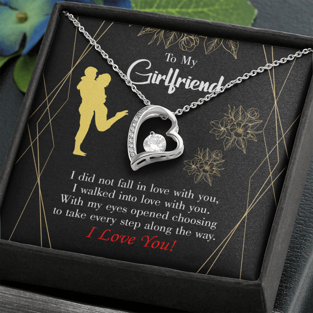 To My Girlfriend Walked Into Love Forever Necklace w Message Card-Express Your Love Gifts