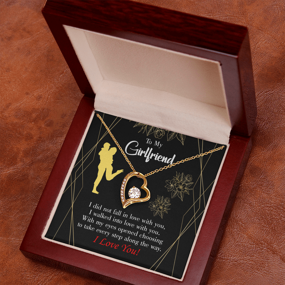To My Girlfriend Walked Into Love Forever Necklace w Message Card-Express Your Love Gifts