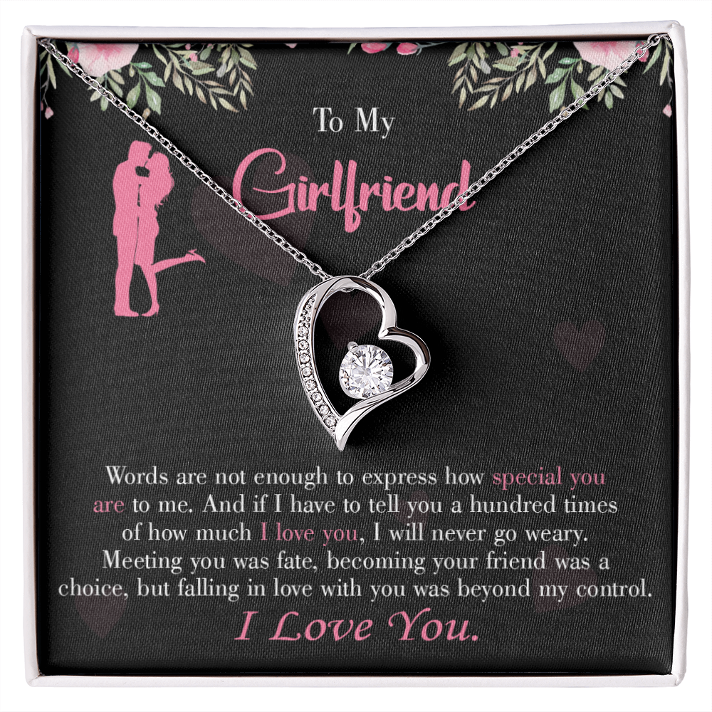 To My Girlfriend Words are Not Enough Forever Necklace w Message Card-Express Your Love Gifts