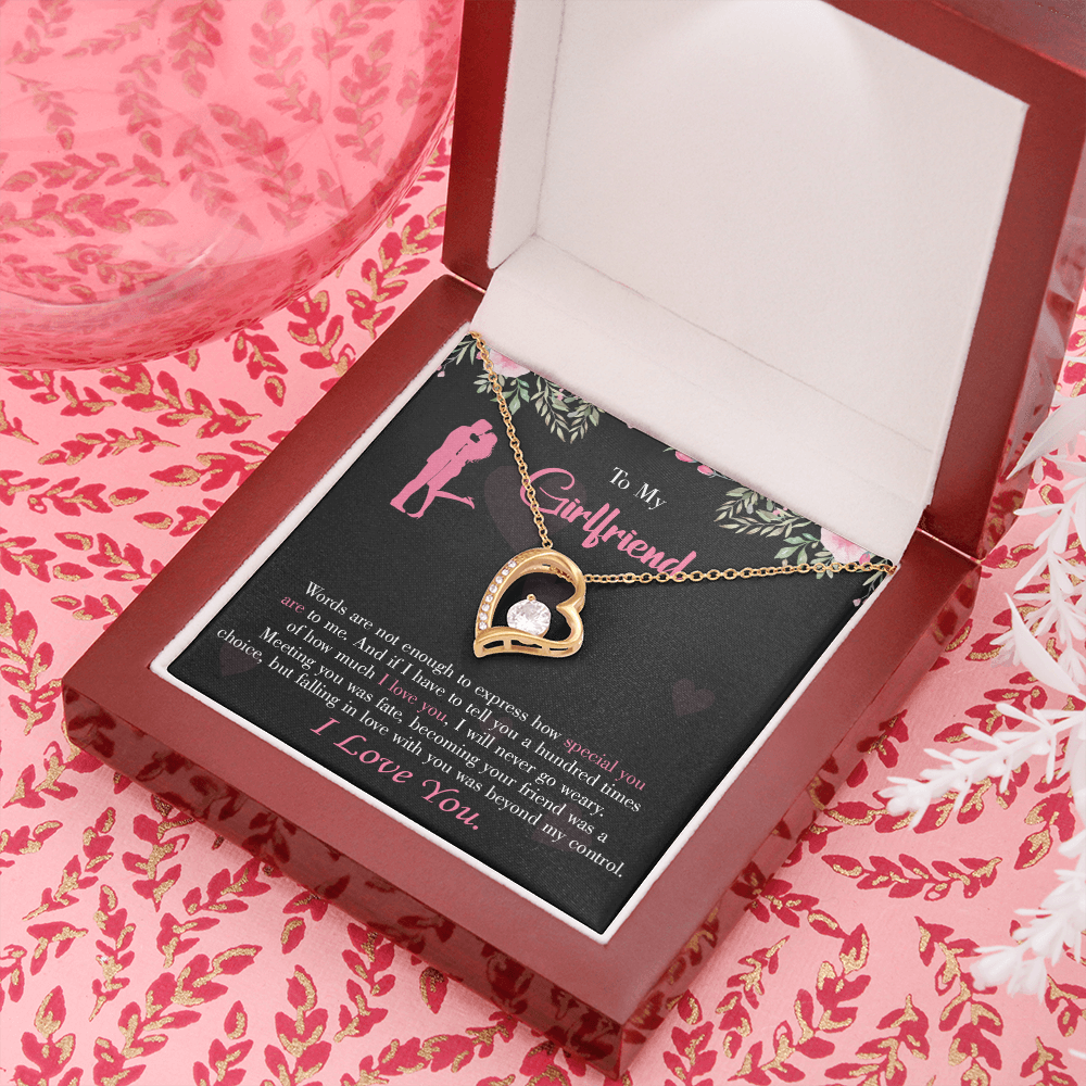 To My Girlfriend Words are Not Enough Forever Necklace w Message Card-Express Your Love Gifts