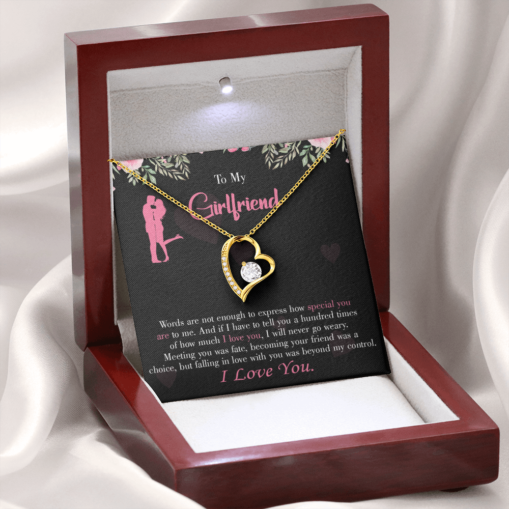 To My Girlfriend Words are Not Enough Forever Necklace w Message Card-Express Your Love Gifts