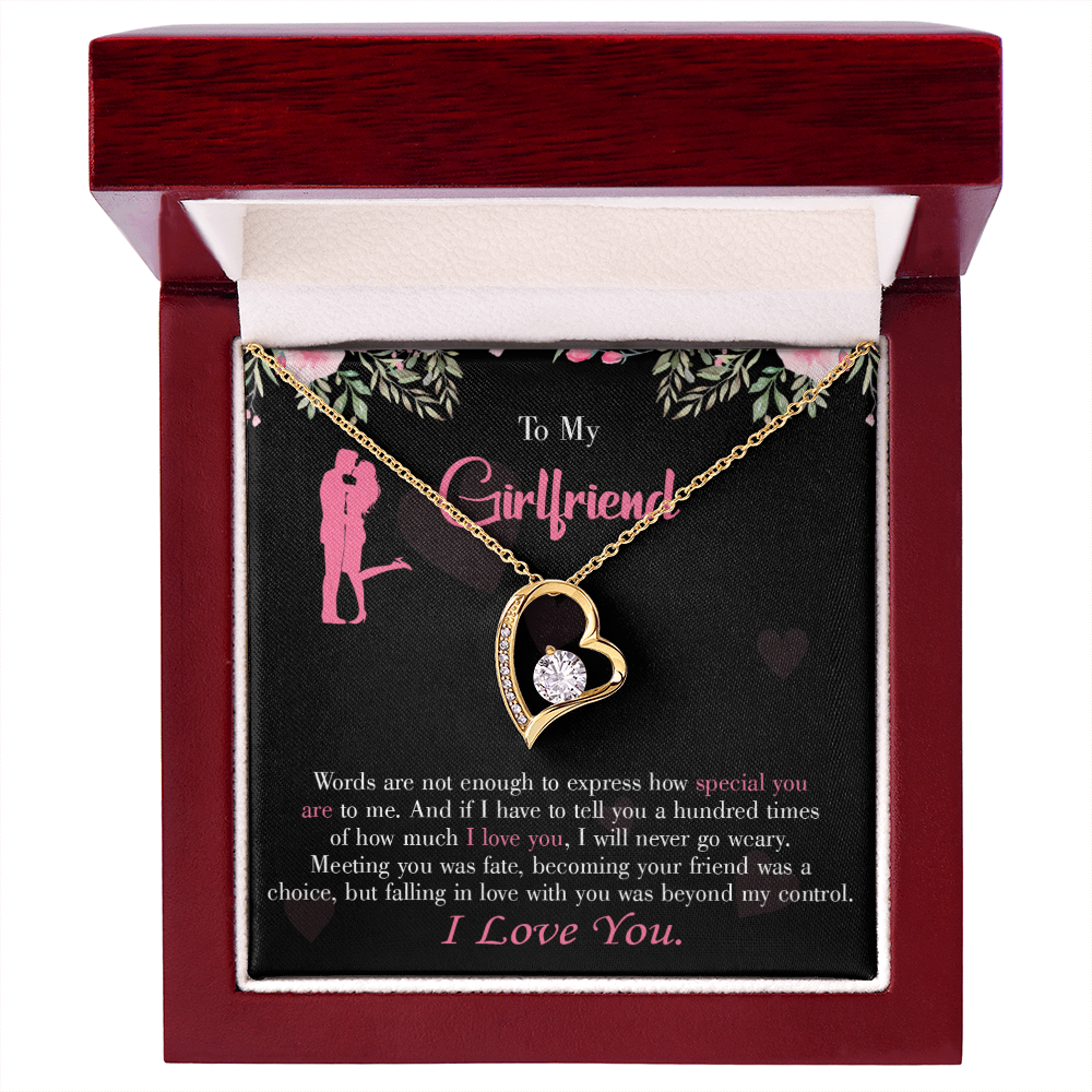 To My Girlfriend Words are Not Enough Forever Necklace w Message Card-Express Your Love Gifts