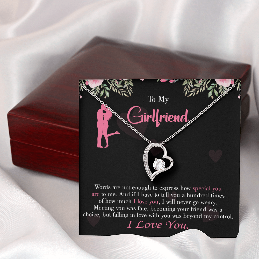 To My Girlfriend Words are Not Enough Forever Necklace w Message Card-Express Your Love Gifts