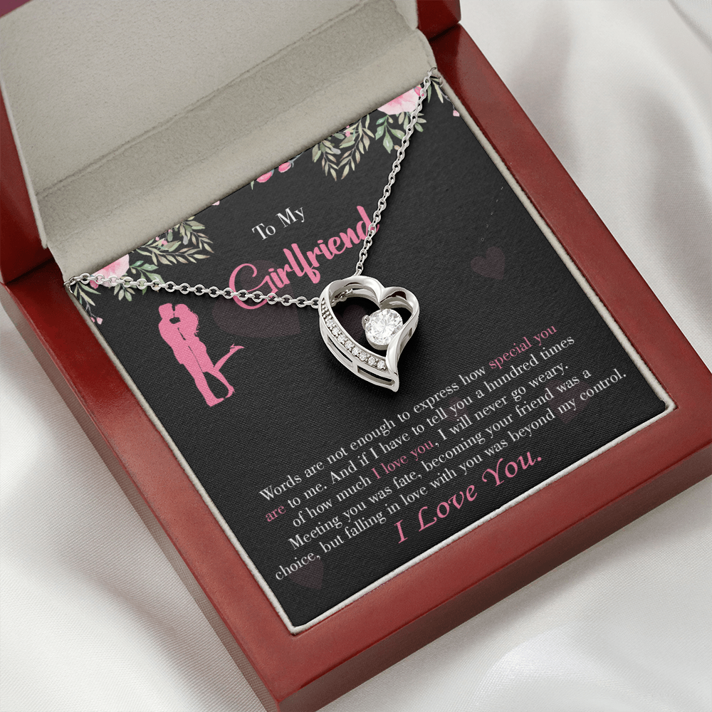 To My Girlfriend Words are Not Enough Forever Necklace w Message Card-Express Your Love Gifts