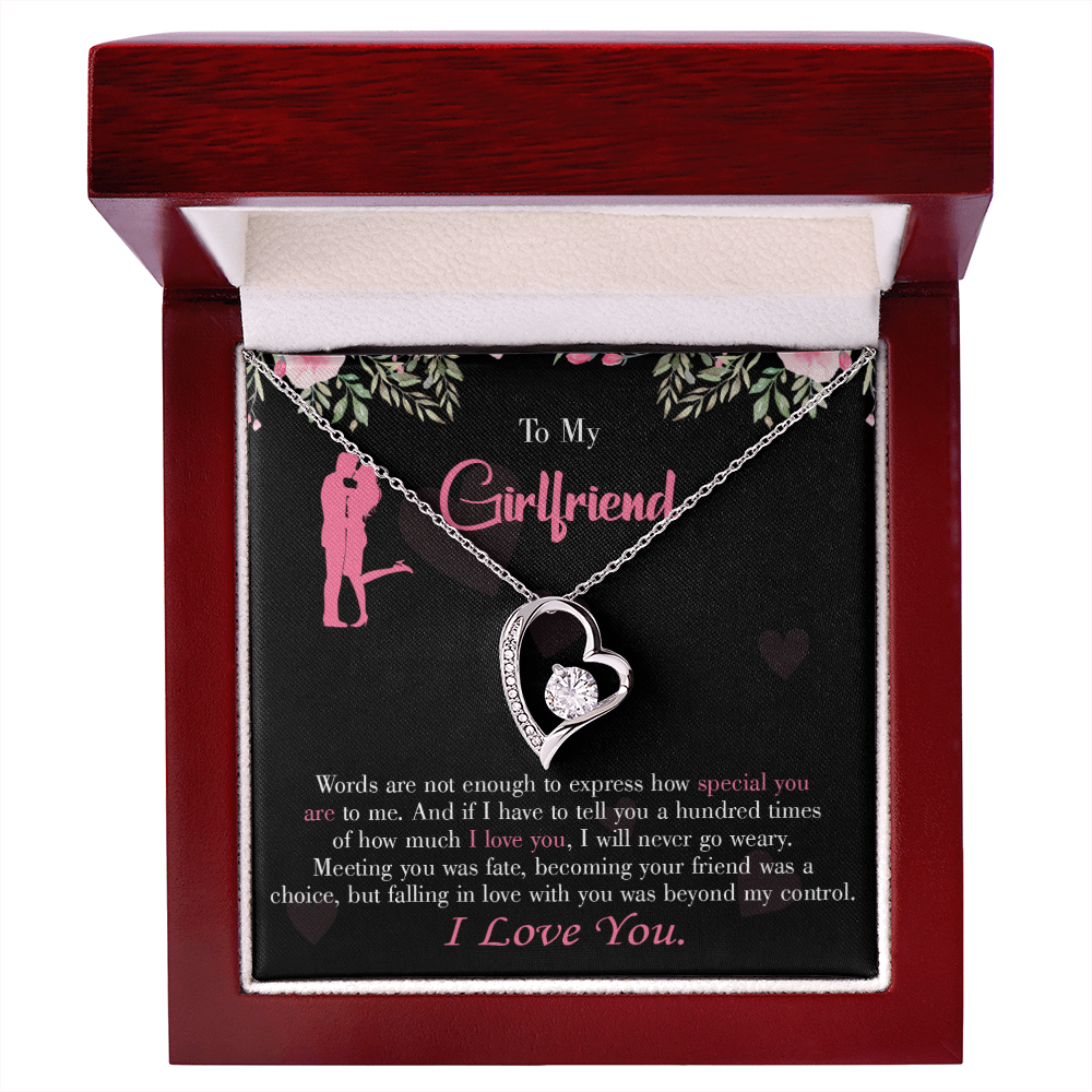 To My Girlfriend Words are Not Enough Forever Necklace w Message Card-Express Your Love Gifts