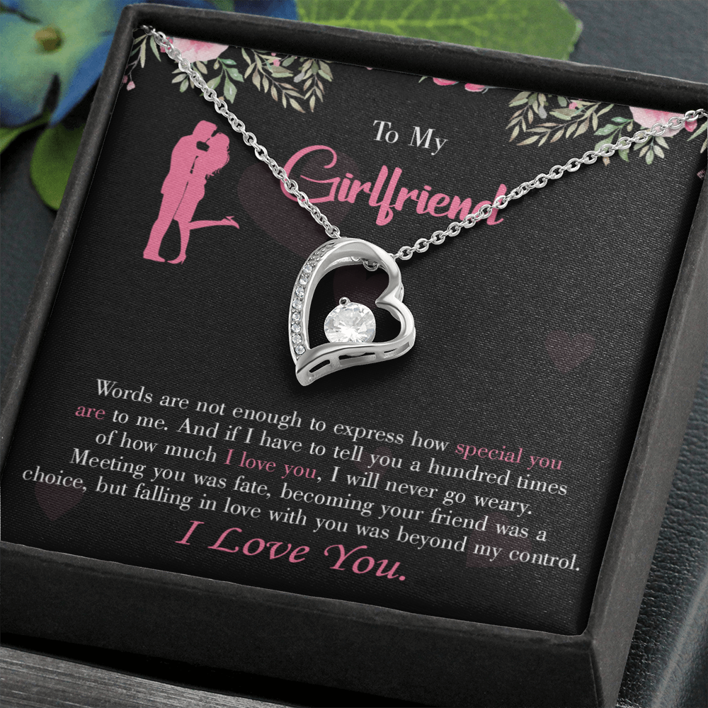 To My Girlfriend Words are Not Enough Forever Necklace w Message Card-Express Your Love Gifts