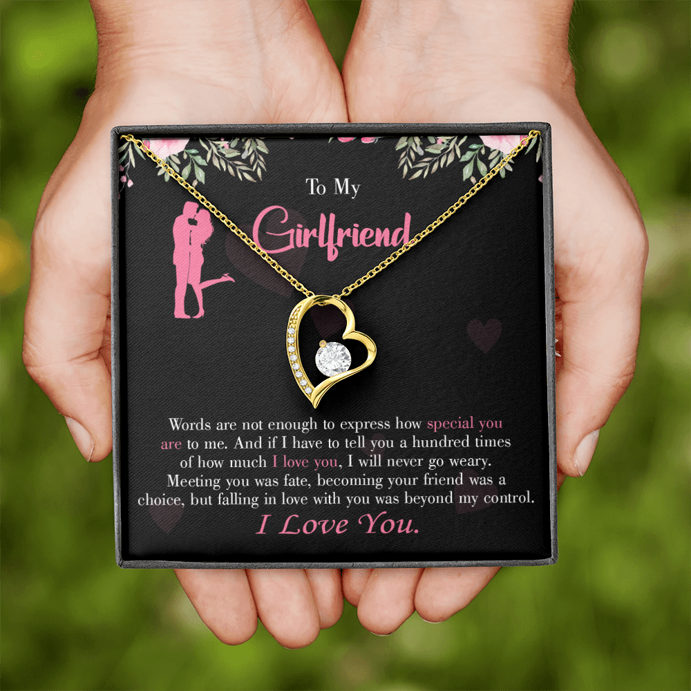 To My Girlfriend Words are Not Enough Forever Necklace w Message Card-Express Your Love Gifts