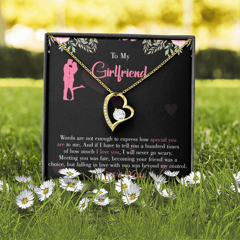 To My Girlfriend Words are Not Enough Forever Necklace w Message Card-Express Your Love Gifts