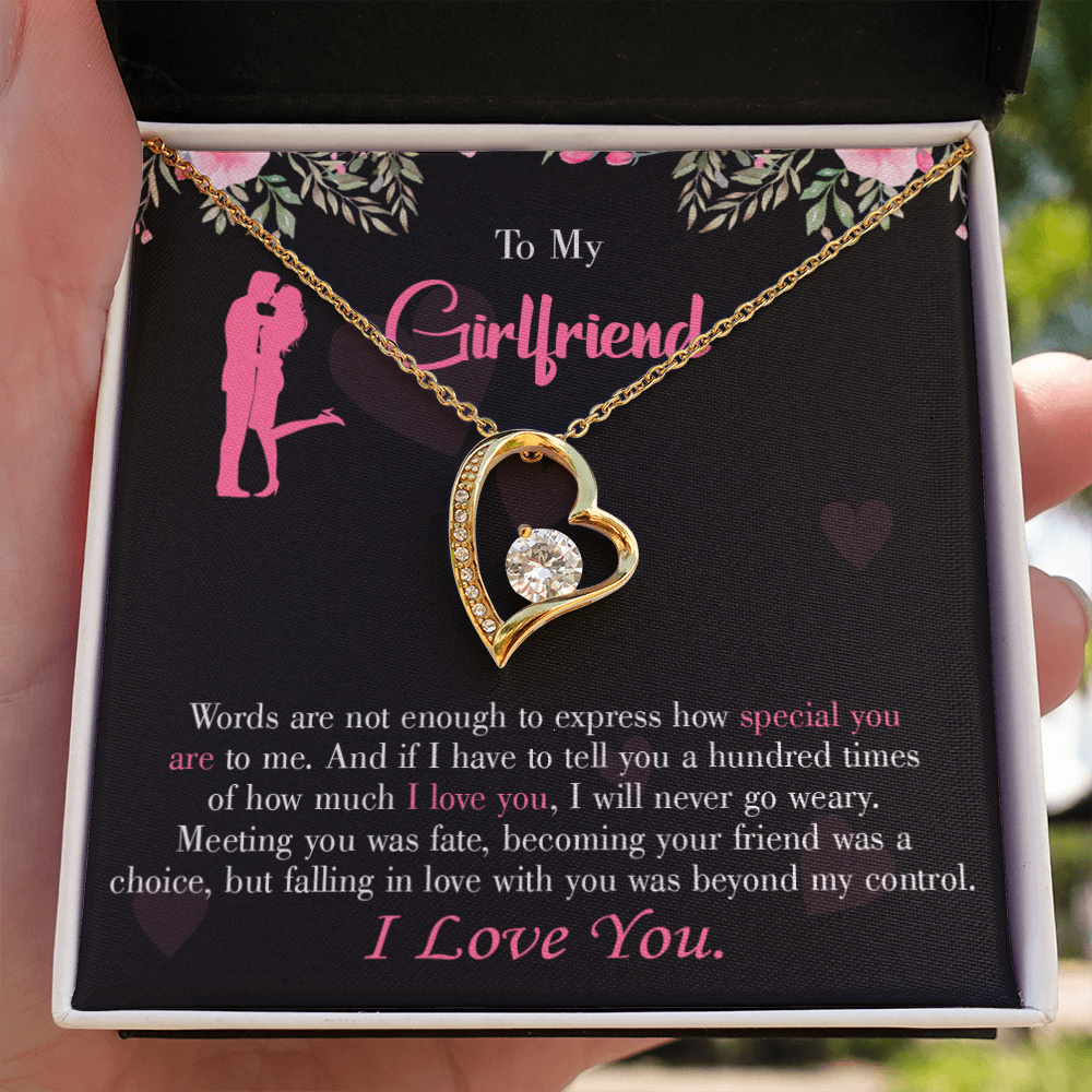 To My Girlfriend Words are Not Enough Forever Necklace w Message Card-Express Your Love Gifts