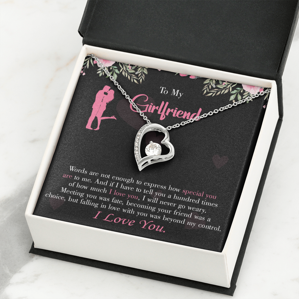 To My Girlfriend Words are Not Enough Forever Necklace w Message Card-Express Your Love Gifts