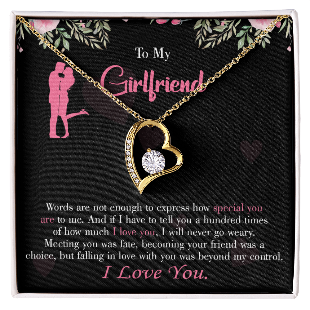 To My Girlfriend Words are Not Enough Forever Necklace w Message Card-Express Your Love Gifts