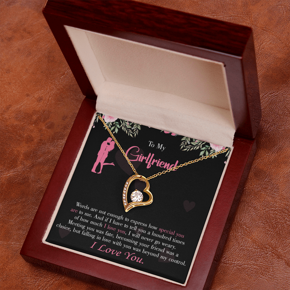 To My Girlfriend Words are Not Enough Forever Necklace w Message Card-Express Your Love Gifts