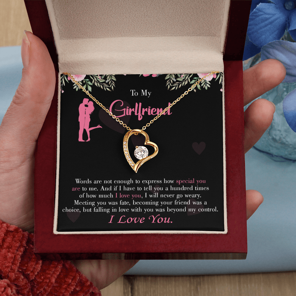 To My Girlfriend Words are Not Enough Forever Necklace w Message Card-Express Your Love Gifts